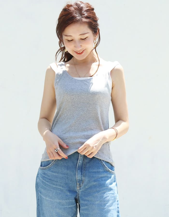 シノン・抜群ストレッチ柔らか授乳リブタンクトップ