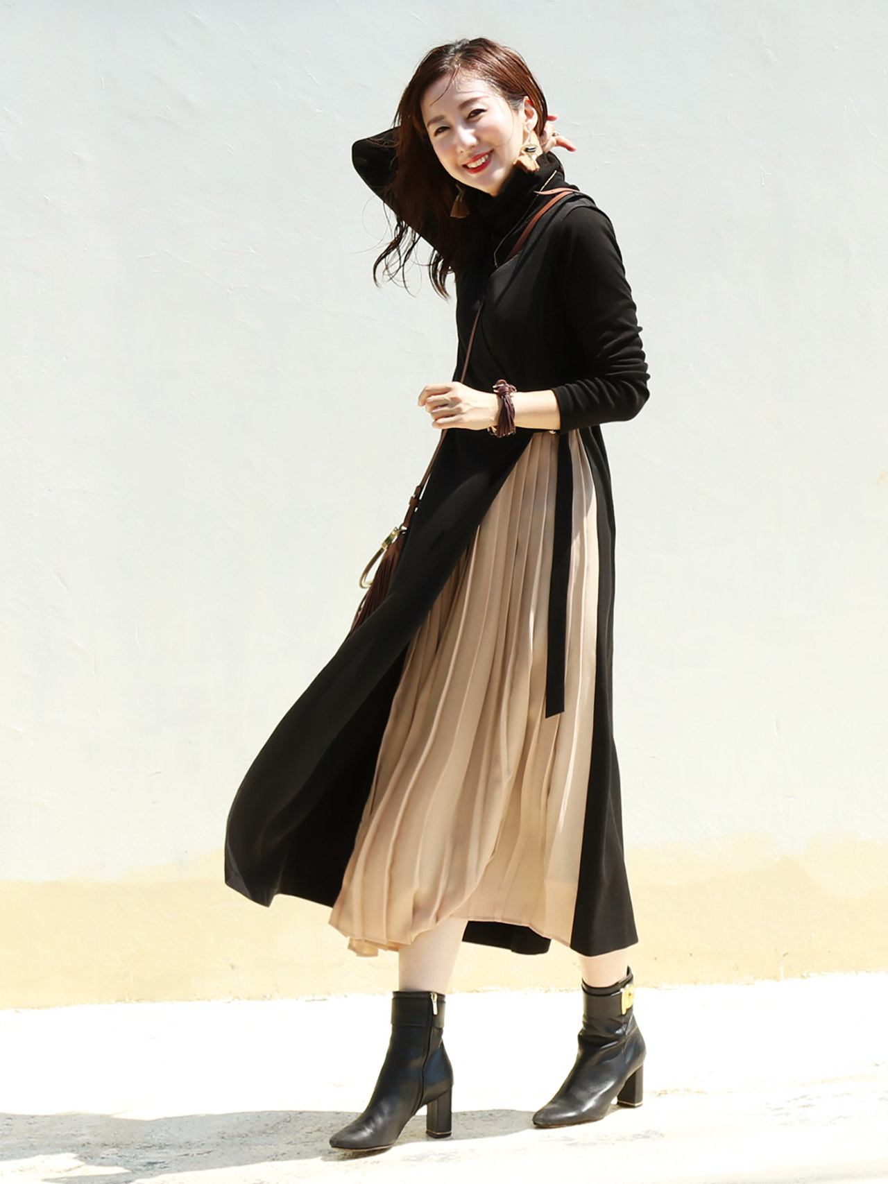 <授乳服&マタニティ・セレモニー>アリス・サイドプリーツエレガントジャンスカ