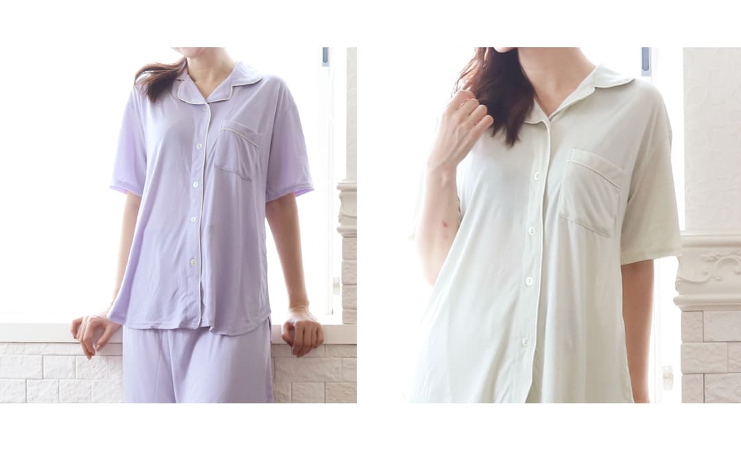 ＜授乳服・マタニティ＞接触冷感やわらかレーヨンパジャマ