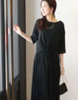 ＜授乳服・マタニティウエア＞エクレール・シアーレースドッキングワンピース