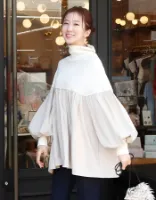 ＜授乳服・マタニティウエア＞ジル・ふんわりニット切り替えプルオーバー&チュニック