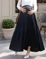 ＜マタニティスカート・産前産後対応＞ドビー楊柳ティアードスカート【582196】