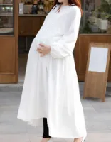 ＜授乳服・マタニティウエア＞アニー・ホワイトギャザーワンピース