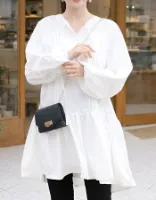 ＜授乳服・マタニティウエア＞フィオナ・ホワイトギャザーミニワンピース