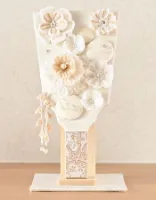 ＜ベビー・キッズ＞ 白粋-HAKI- 羽子板 花雪 つまみ細工羽子板飾り（スタンド付き）