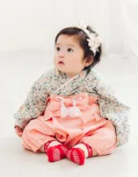 【ベビー・キッズ】上品&可愛い袴風和装セットアップ2点セット（女の子柄）