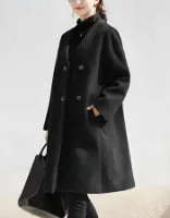 ＜ママコート＞Royal Milk teaグレース・アルパカ混ノーカーラーママコート