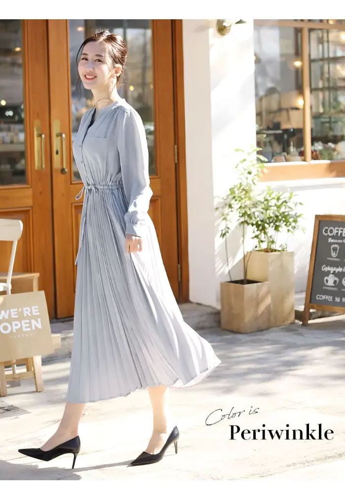 長袖ジュリア・広がる美プリーツワンピース